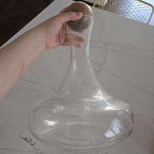 NWOT. West Elm Glass Decanter with Wooden Stopper XL